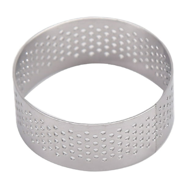 Anillo de tarta de acero inoxidable de 8 pulgadas - Perforado, antiadherente y reutilizable - Herramienta para hornear pasteles/tartas/creaciones culinarias