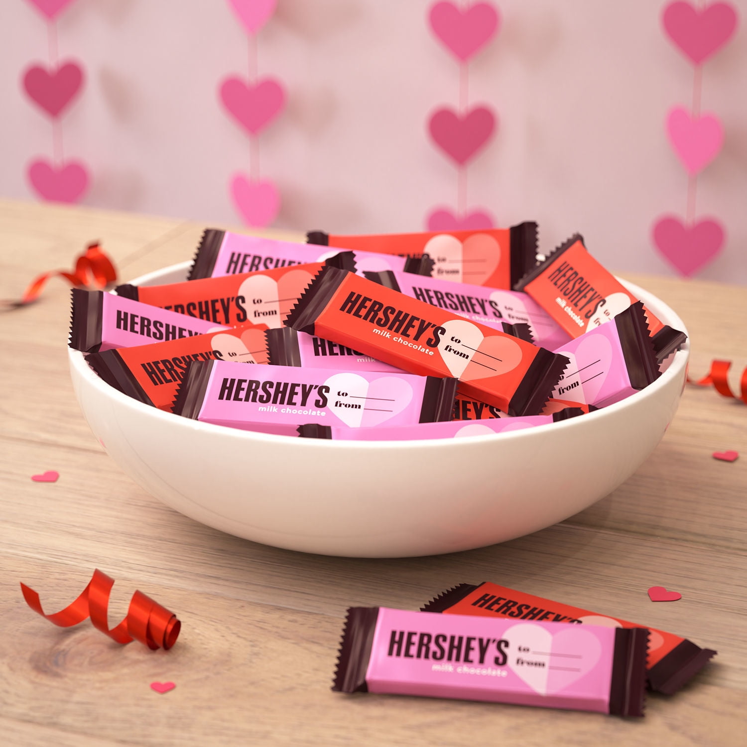 HERSHEY'S Milk Chocolate Snack Size, Valentine's Candy Bag, 9.9 oz (22 Pieces)
