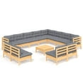 thumbnail image 6 of vidaXL 13 Piece Patio Lounge Set with Cushions Black Solid Pinewood, 6 of 17