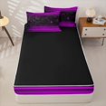 thumbnail image 4 of jejeloiu Black Purple Classic Check Zipper Full Size Comforter Sets with Fitted Sheet and 2 Pillowcases For Girls,Abstract Geometric Print Zipper Bedding Set For Kids,Reversible,4 Pieces, 4 of 7