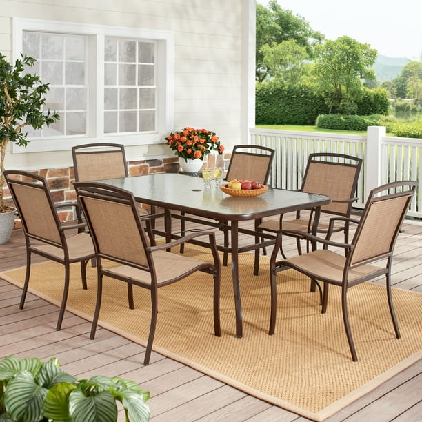 Mainstays Sand Dune 7 Piece Outdoor Patio Dining Set - Walmart.com - Walmart.com