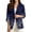 Blue Bohemian Geometric, variant on Zebra Print Women's Faux Linen Blazer 3/4 Sleeve Lightweight Work Jacket with Pockets Spring Summer Cardigan Coat for Business Banquet, M