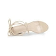 thumbnail image 4 of BLISSFUL STEP Women Lace Up Clear Strap Block Heels Sandals Beige 7.5, 4 of 7