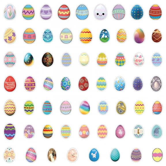 CCOCC 60-Pack Easter Egg Vinyl Stickers for Laptops,Cars,Skateboards & Luggage – Waterproof DIY Decals with Fun Cartoon Characters