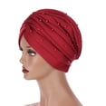 thumbnail image 2 of GreatBaby Ladies' Fashion Solid Color Nail Bead Headband Hat Muslim Headband Hat Spring summer For Daily Wear Functional and Stylish Choice(Wine,Free Size), 2 of 2