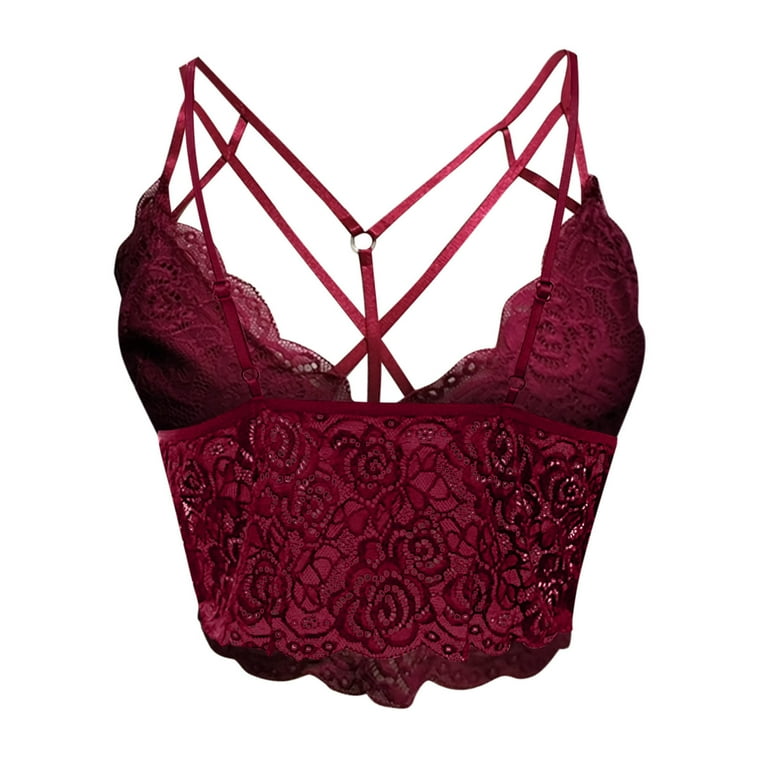 Brilliant Black and Friday Cyber .Monday Deals Sexy Temptation Mesh Nightdress Women s Lace Perspective Sling Back Bra Underwear Vest Wine XXL Walmart