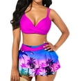 thumbnail image 2 of Txlixc Traje de baño de 2 piezas para mujeres, vestido de bikini de color sólido + falda de hoja de loto Txlixc  moda, 2 of 5