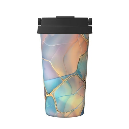 

Matuu Pastel Abstract Fluid Art for Insulated Coffee Mug Reusable Travel Coffee Cup Spill Proof 16oz Stainless Steel Coffee Cups for Hot/Ice Coffee Tea
