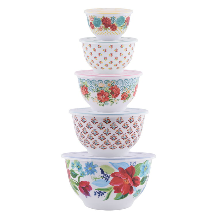 The Pioneer Woman Melamine Mixing Bowl Set, 10 Piece Set, Spring Bouquet