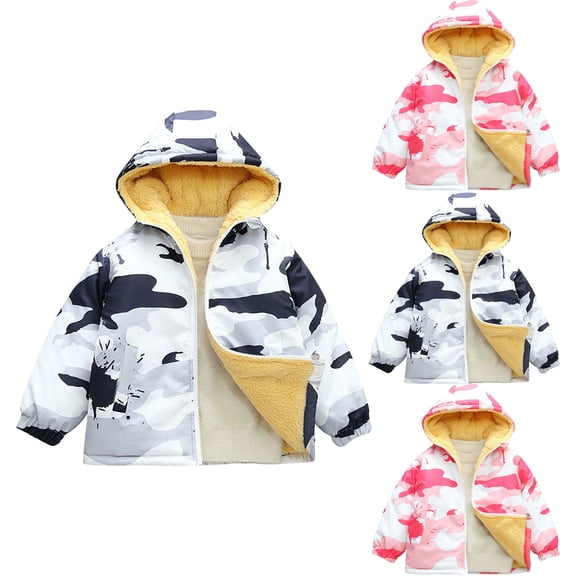 Abtuhar Boys and Girls Fall Winter Casual Outerwear and Jackets Fleece‑lined Thick Warm Padded Coat