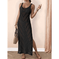 thumbnail image 4 of Women'S Crochet Coverups Sleeveless Beachwear Dresses Side Slit Maxi Beachwear Black One Size, 4 of 7