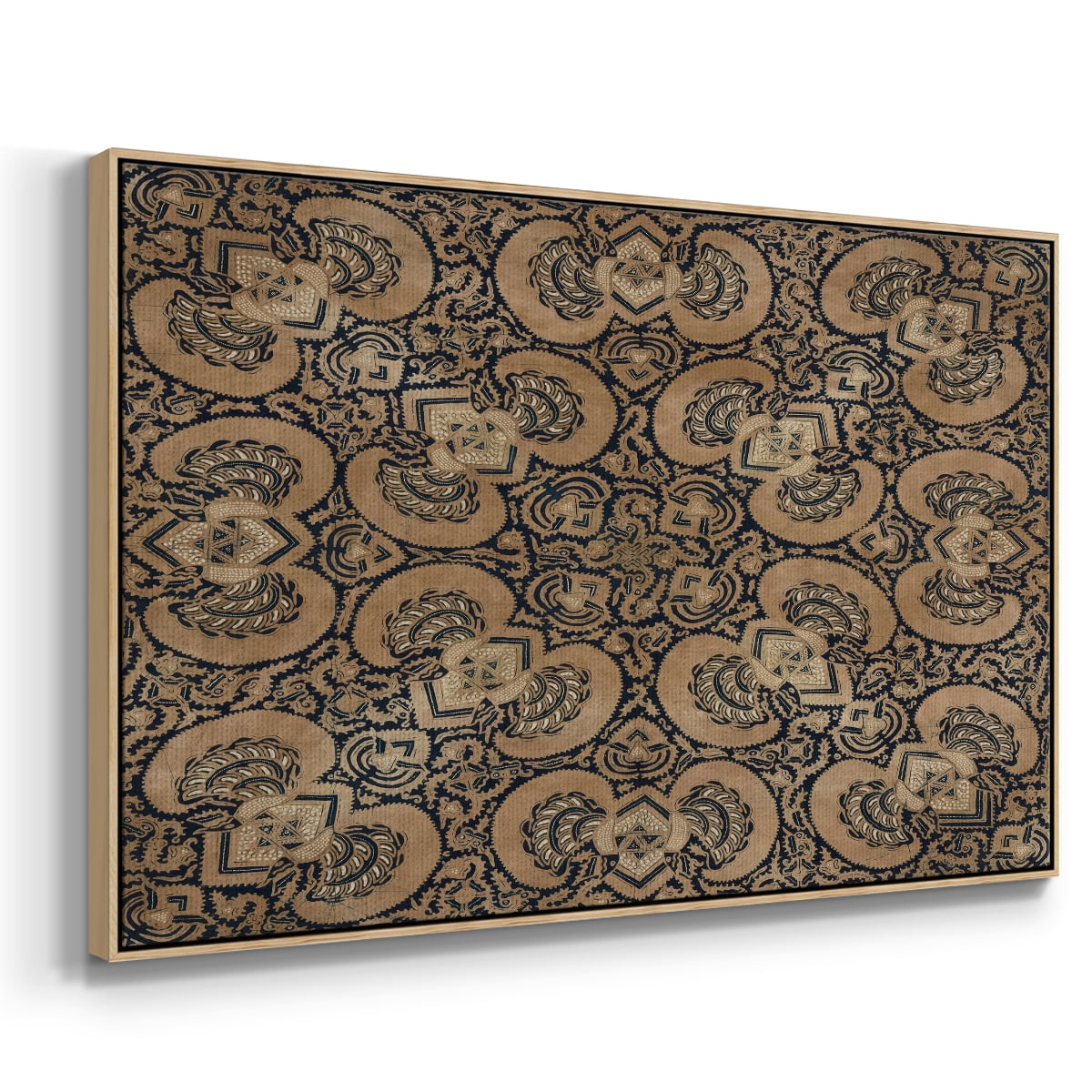 Vintage Abstract Print-III Framed in Natural Wood Wood Gallery Wrapped Canvas 25 in. x 37 in.