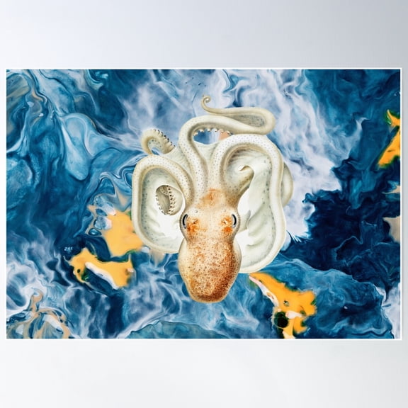 Velodona Octopus Illustration Poster Wall Art, Modern Wall Decor For Living Room Bedroom, 8x12 UNFRAMED