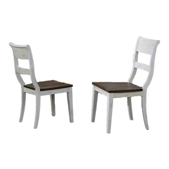 Pemberly Row 37.5" Wood Dining Side Chairs in Cocoa/White (Set of 2)