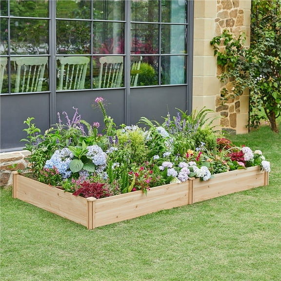 QISHENSHUI Wooden Raised Garden Bed Kit – Large Outdoor Planter Box for Growing Vegetables Flowers Herbs with Sturdy Construction Ideal for Backyard Patio Balcony and Garden Use