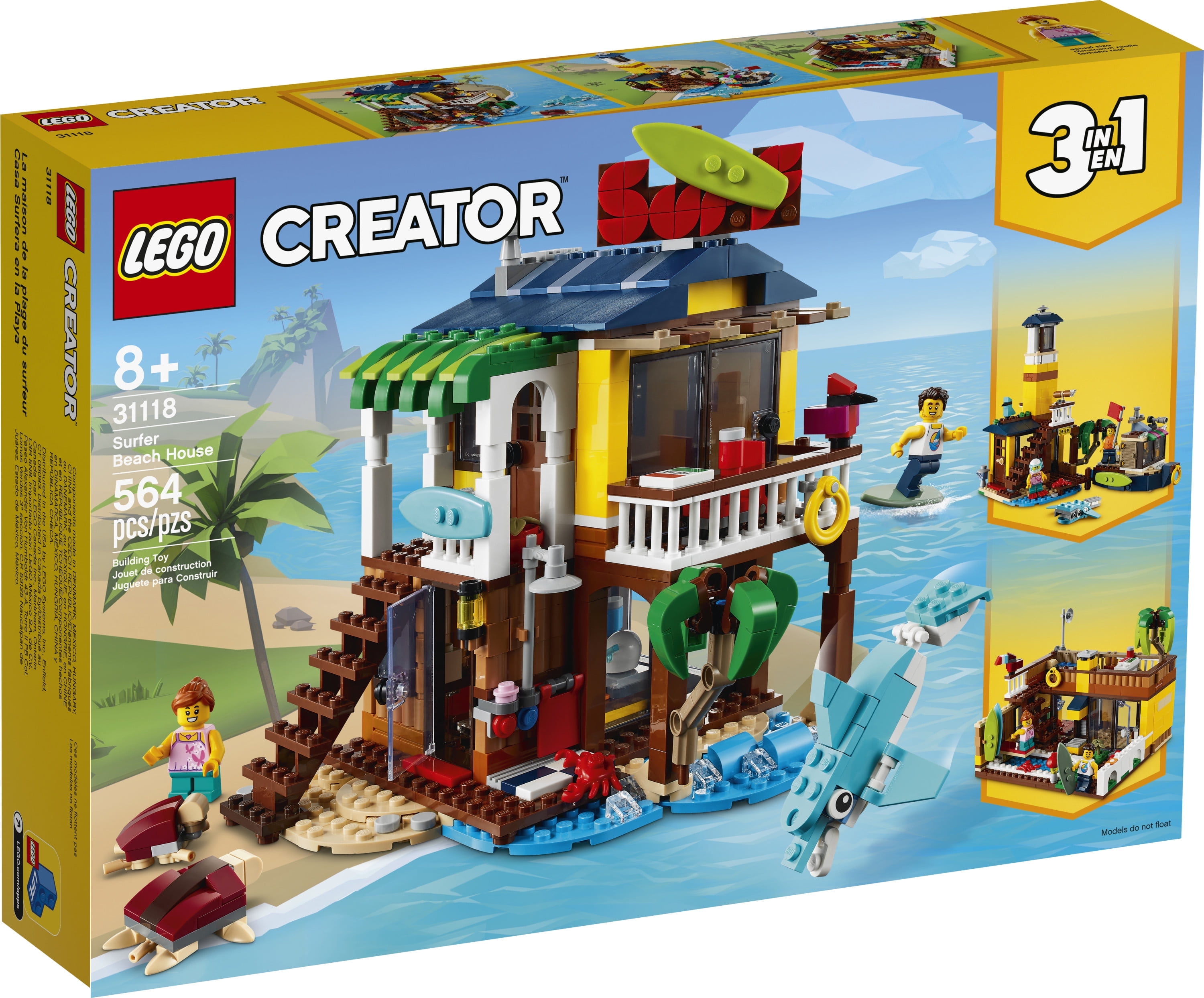 LEGO Creator 3 in 1 Surfer Beach House, Transformable Toy Set for