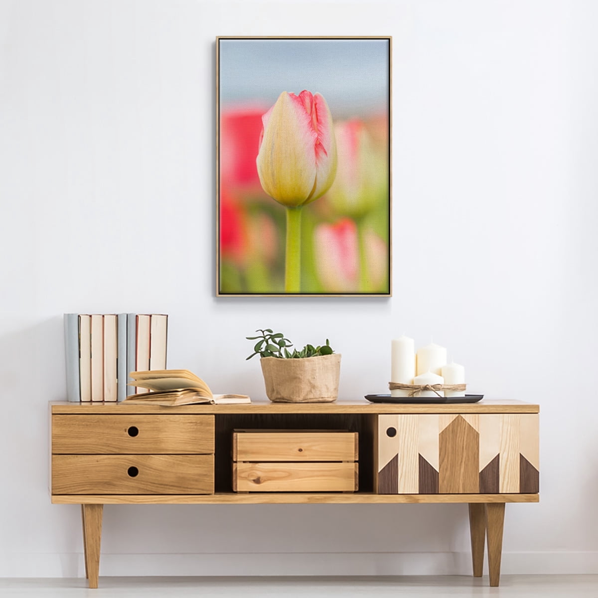 Twotone Tulip Framed Premium Gallery Wrapped Canvas - Ready to Hang