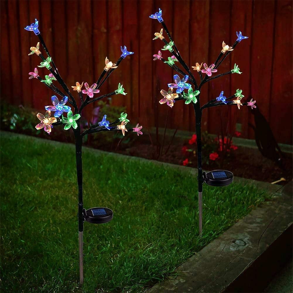 EpicGadget Solar Flower Fairy Light, Colorful Stainless Steel Solar Path Lights for Outdoor Landscape Lighting, Lawn, Patio, Yard, Walkway, Driveway, Garden (Colorful) (4 Pieces)