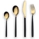 thumbnail image 1 of 24 Piece Titanium Black and Golden Plated Stainless Steel Silverware Set, Black Handle with Golden Mouth Flatware Set Black and Golden Cutlery Set Ser, 1 of 5
