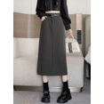 thumbnail image 3 of Falda larga ajustada a la cadera con abertura lateral y cintura alta para mujer de GreysuitSkirt Otoño/Invierno 2024, 3 of 5