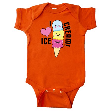 

Inktastic I Love Ice Cream with Cute Ice Cream Cone Gift Baby Boy or Baby Girl Bodysuit