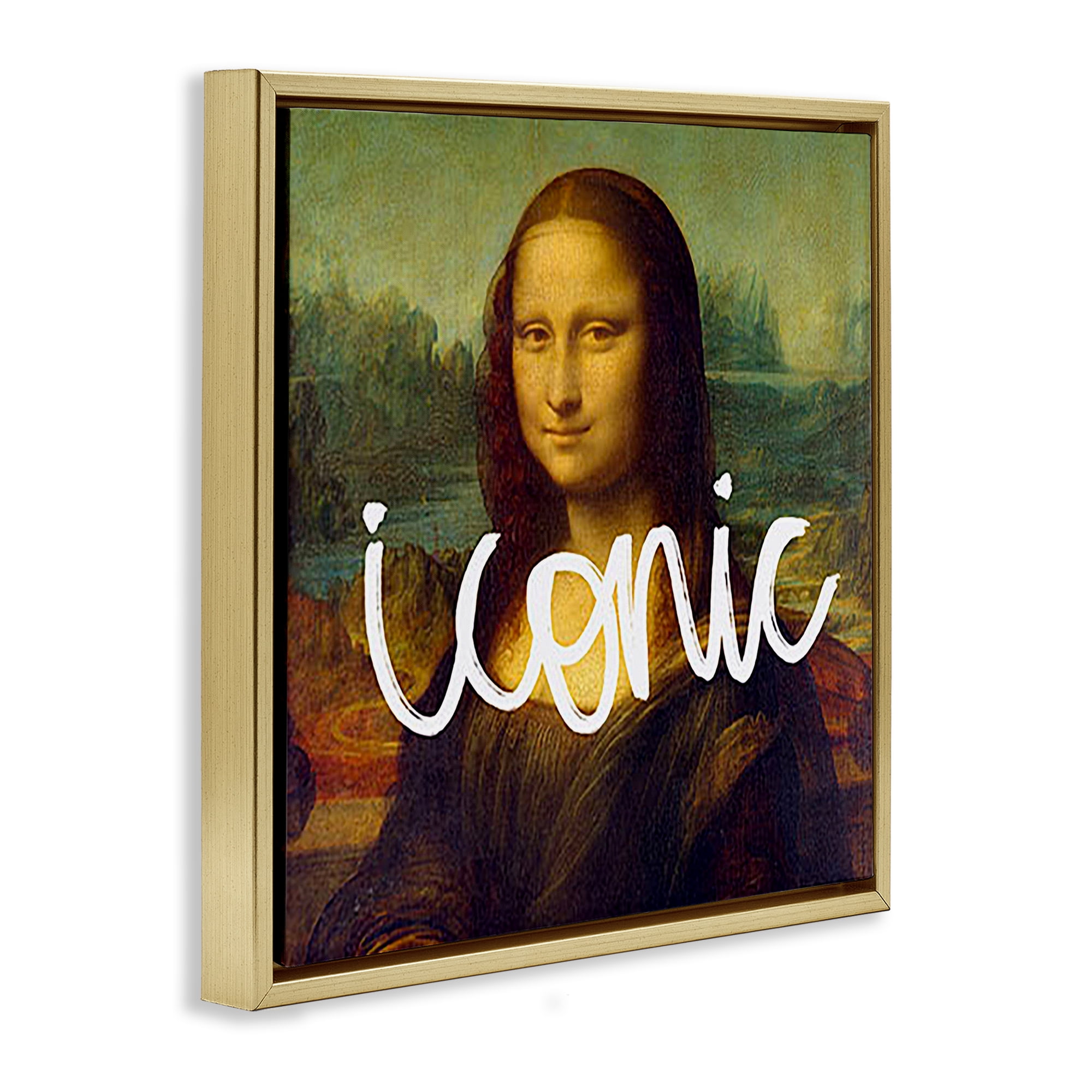 Stupell Industries Iconic Classical Portrait Novelty & Humor Painting Gold Floater Framed Canvas Art Print Wall Art, 18 x 18