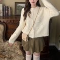 thumbnail image 2 of Cárdigan de punto con lazo para mujer, otoño e invierno 2023, nueva versión coreana, diseño suelto, estilo suave, chaqueta tipo suéter elegante, 2 of 5