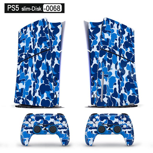 Pegatina para PS5slim, consola PS5, versión para unidad óptica, paquete completo, azul, Stickerdisk-0068