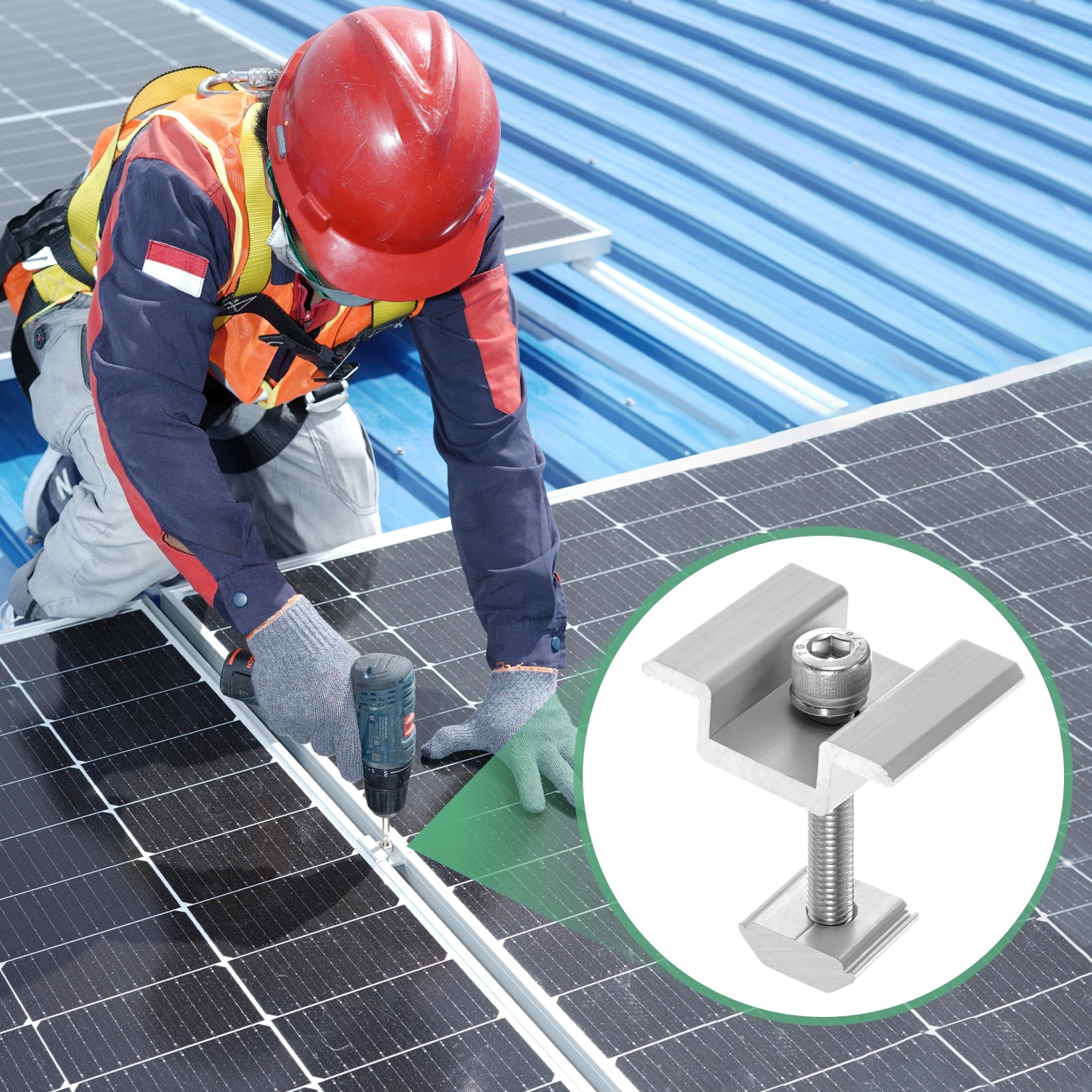 Uxcell 20-Pack Solar Panel Mount Mid Clamps 45mm PV Panel Bracket Corrosion-free Aluminum Anodized Solar Mid Clamp White