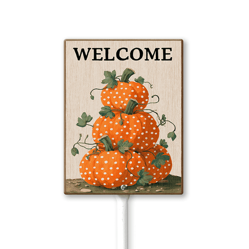 Eveokoki Thanksgiving Yard Sign Aluminum Fall Pumpkin Yard Stakes 8x12Inch Garden Decorations Welcome Sign for Autumn Harvest Outdoor Lawn Patio Walkway Decor