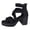 Black, variant on Women's Platform Chunky Heels Ankle Strap Suede Block Heeled Sandals Breathable Party Wedding Shoes with Back Zipper Brown Size 7