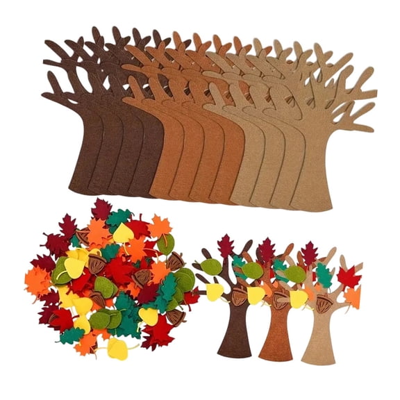 COOLHOOD 96Pcs Felt Tree Ornament Craft Set Creative Handmade Home Decoration For Fall Thanksgiving Christmas Gifts