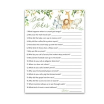 DAD JOKES Baby Shower Games, SAFARI ANIMALS, Jungle Theme Baby Shower — Pack of 25 — Fun Dad Joke Game, Funny Daddy Joke Trivia, Welcome to the Wild Shower, Gender Neutral, Birthday Activity G550-DJK