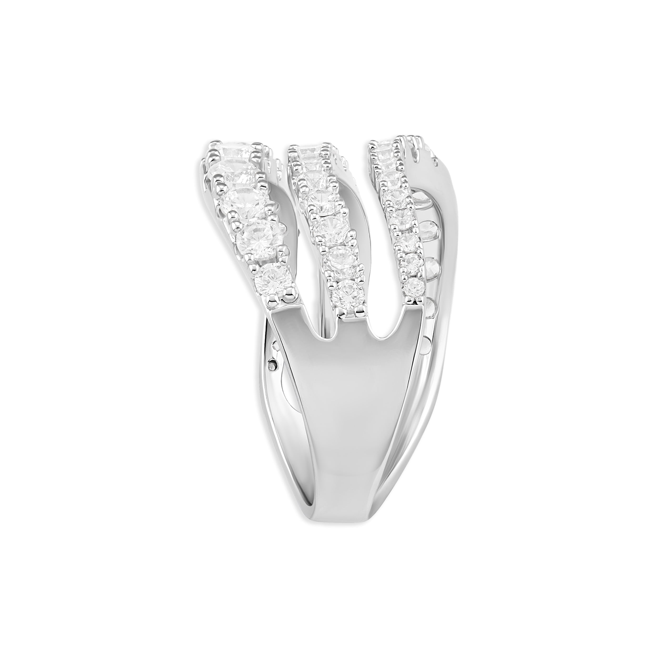 Believe By Brilliance Women's Fine Silver Plated Wave Band CZ Ring
