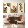 thumbnail image 3 of SHENIFY Sage Plant Botanical Wall Printing Boho Wall Art 16x24in3pcs Natural Framed Minimalist Bohemain Abstract Canvas Prints with Leaf & Sun Lines, 3 of 5