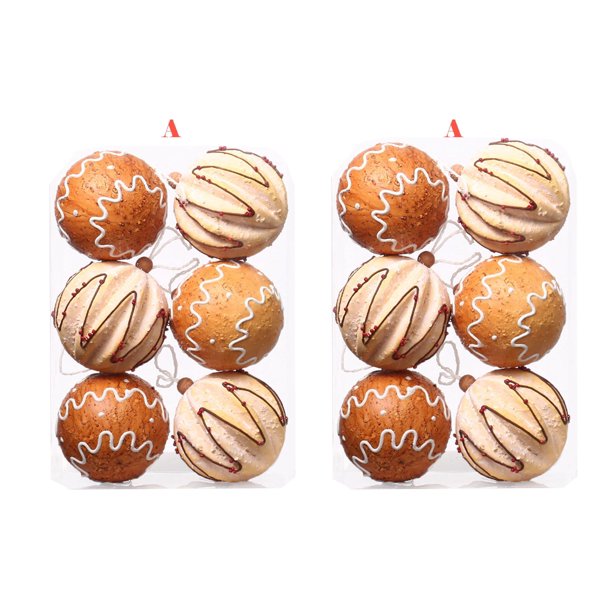 Hengsof - 12 adornos navideños grandes de 80 mm, color rojo, verde y dorado, bolas de Navidad irrompibles con temática de pan de jengibre para árbol de Navidad y decoración del hogar.