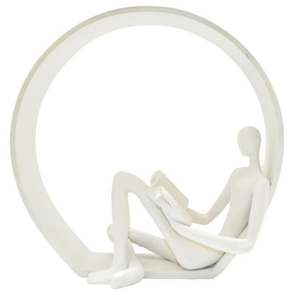 Adam & Friends Home Decor Encirlced Reader Sculpture | 1-Piece | White