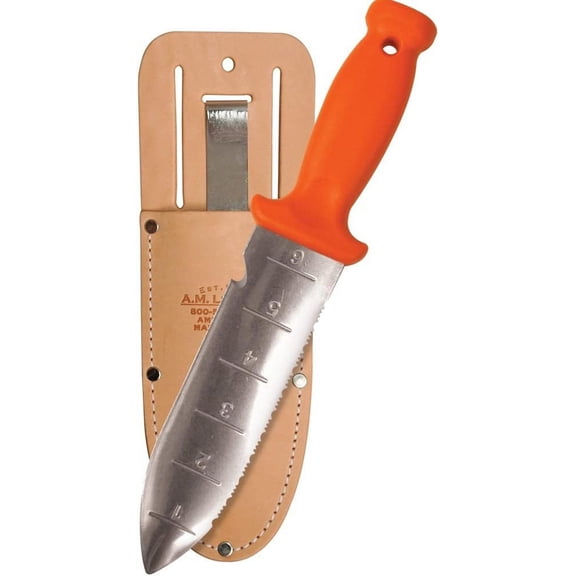 Deluxe Soil Knife & Leather Sheath Combo  Hori Hori w/ 6-Inch Stainless Steel Blade