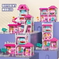 thumbnail image 6 of Hot Bee Kids Luxurious Dollhouse Set, 24.8'' Three-Story Villa with Slide, 7 Rooms with 2 Dolls&4 Puppys, Doll House Furniture Accessories, Pink Gift Toys for Girls 3 4 5 6+, 6 of 12