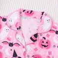 thumbnail image 4 of Halloween Pajamas Women 2026, Cute Satin Ghost Pumpkin Print Short Sleeve Button Top and Shorts Matching Sleepwear Pajamas, 4 of 5