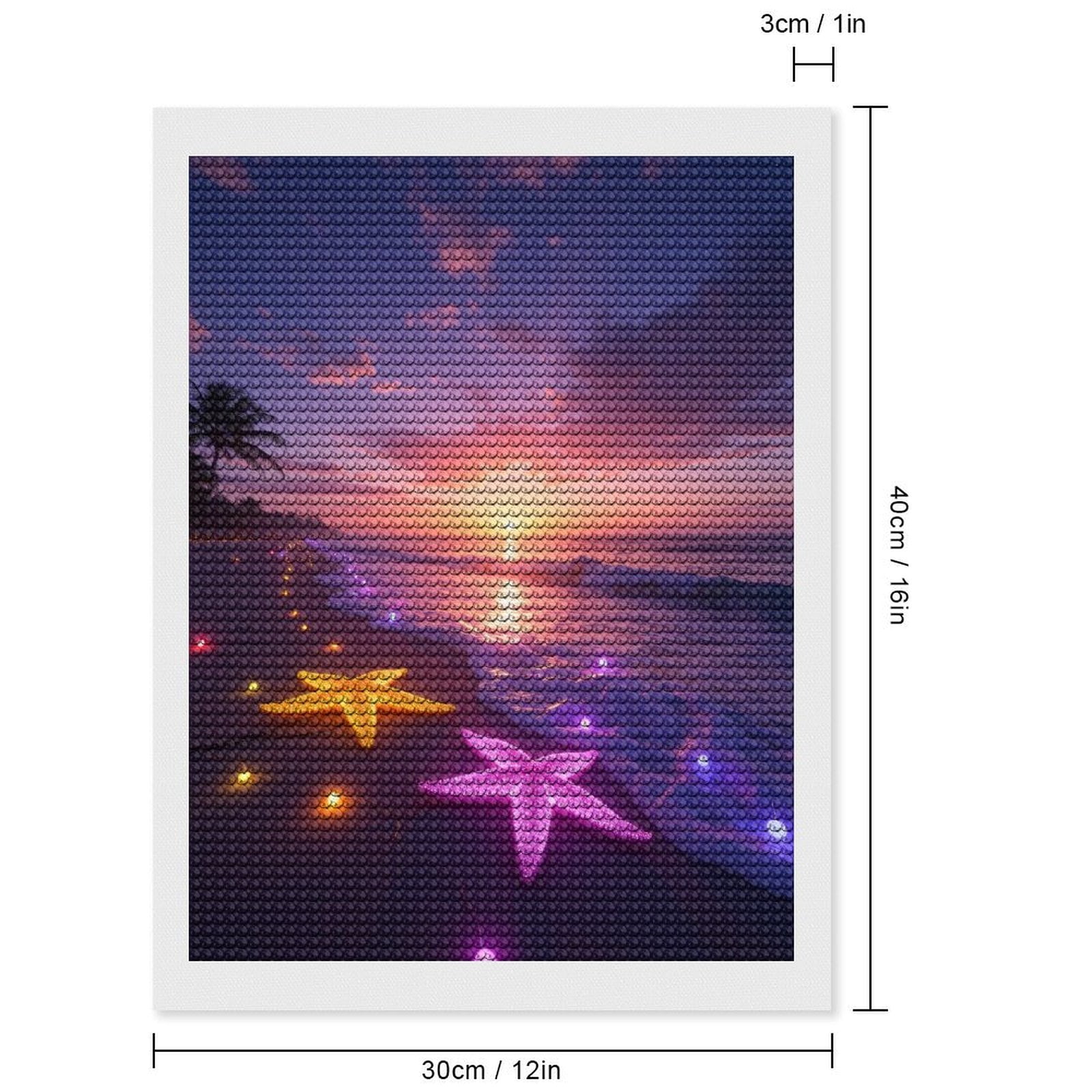 Diamond Art Kits for Adults, Tropical Sunset Beach Lights 5D Diamond Painting Kits for Adults Beginners, DIY Full Drill Diamond Painting, Gem Art and Crafts 12x16