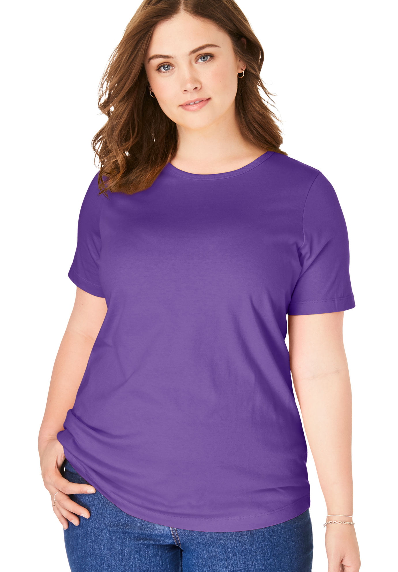 Woman Within Plus Size Perfect Crewneck Tee T-Shirt - Walmart.com