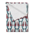 thumbnail image 2 of Tulip Soft Flannel Fleece Throw Blanket, Ottoman Art Tied Vertical Bound Mosaic Motifs Leaf Details Print, Cozy Plush for Indoor and Outdoor Use, 70" x 90", Red Teal, by Ambesonne, 2 of 5