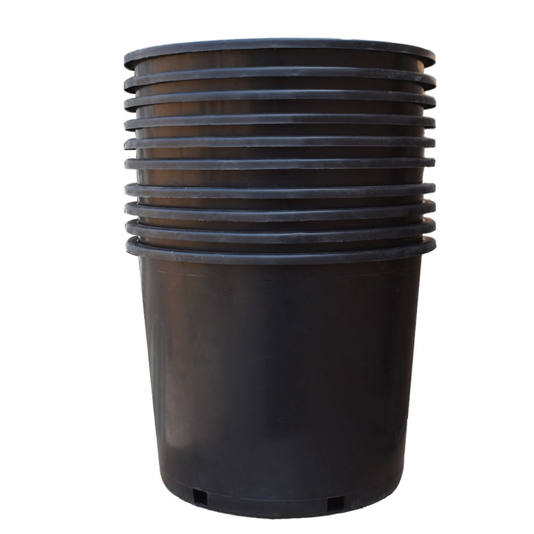 LABLT 36 cm Diameter Round Black Plastic Plant Pot with Drainage Hole (10  Count)