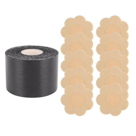 

Pudcoco Nipple Cover Boobs Tape Sets Breast Lift Tape + 5 Pair Petals Nipple Cover Reusable Adhesive Bra for Women