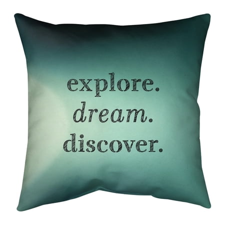 UPC: 0670507527333 | ArtVerse Quotes Multicolor Background Explore Dream Discover Quote Pillow-Cotton Twill 14 x 14 Medium