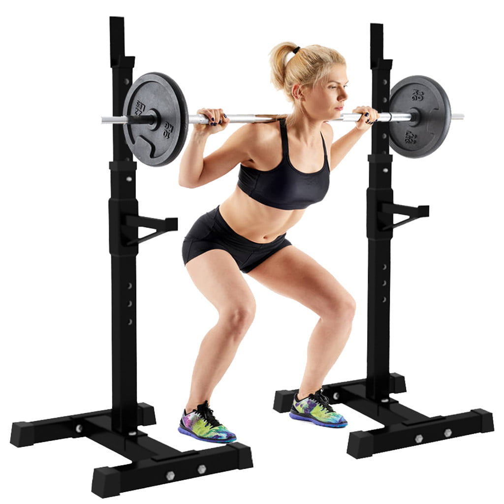 Squat Rack Barbell Bench Press Stands Adjustable Weight Dip Fitness Home Gym 