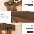 thumbnail image 4 of Homieasy 63'' Farmhouse Console Table with Power Outlets and Sensor Light, Wooden Entryway Table Narrow End Table with Storage for Entrance, Hallway, Living Room, Bedroom, Cracked Oak, 4 of 9