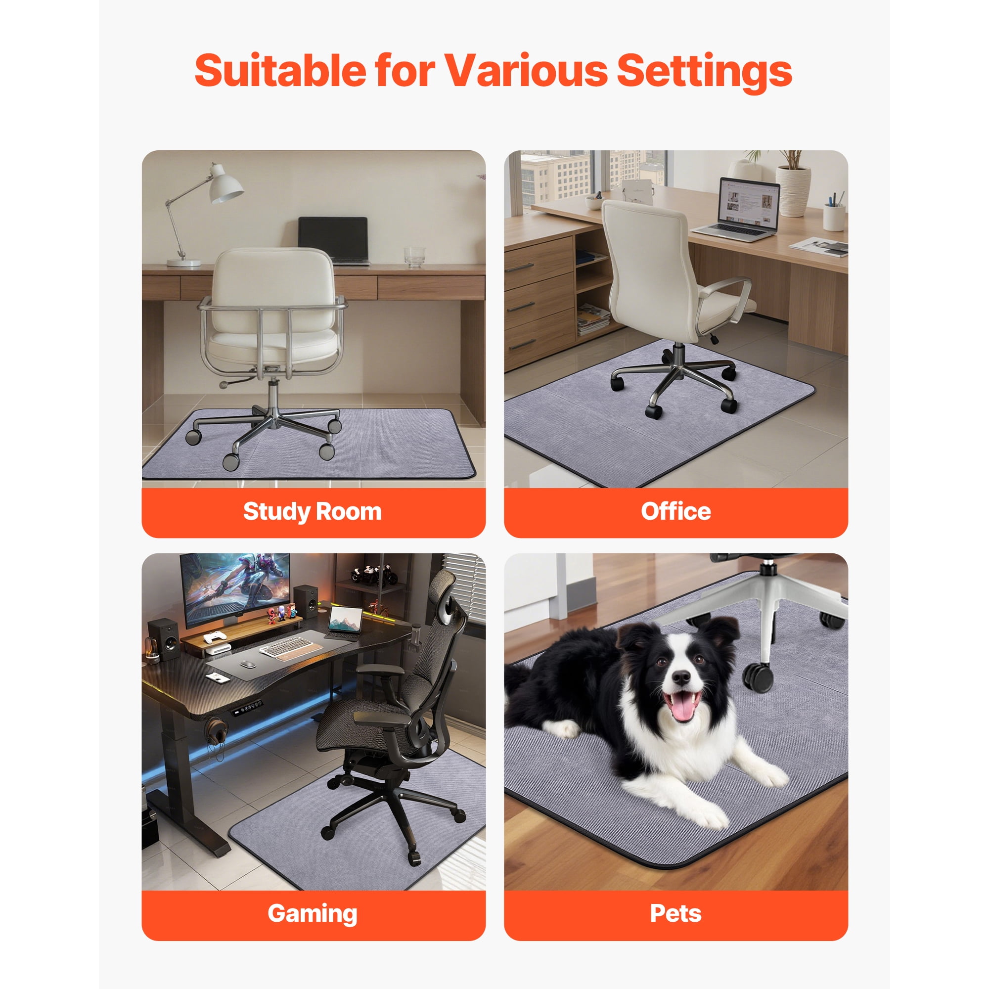 Chair Mat 36 x 48-inch Office Chair Mat for Hard Floors Corduroy Surface Non-Slip Rubber Backing Floor Protector for Home Office Gaming