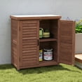 thumbnail image 5 of Brown Hemlock Wood Potting Bench with Storage Cabinet and Metal Table Top for Outdoor Patio & Garden Furniture, 5 of 12